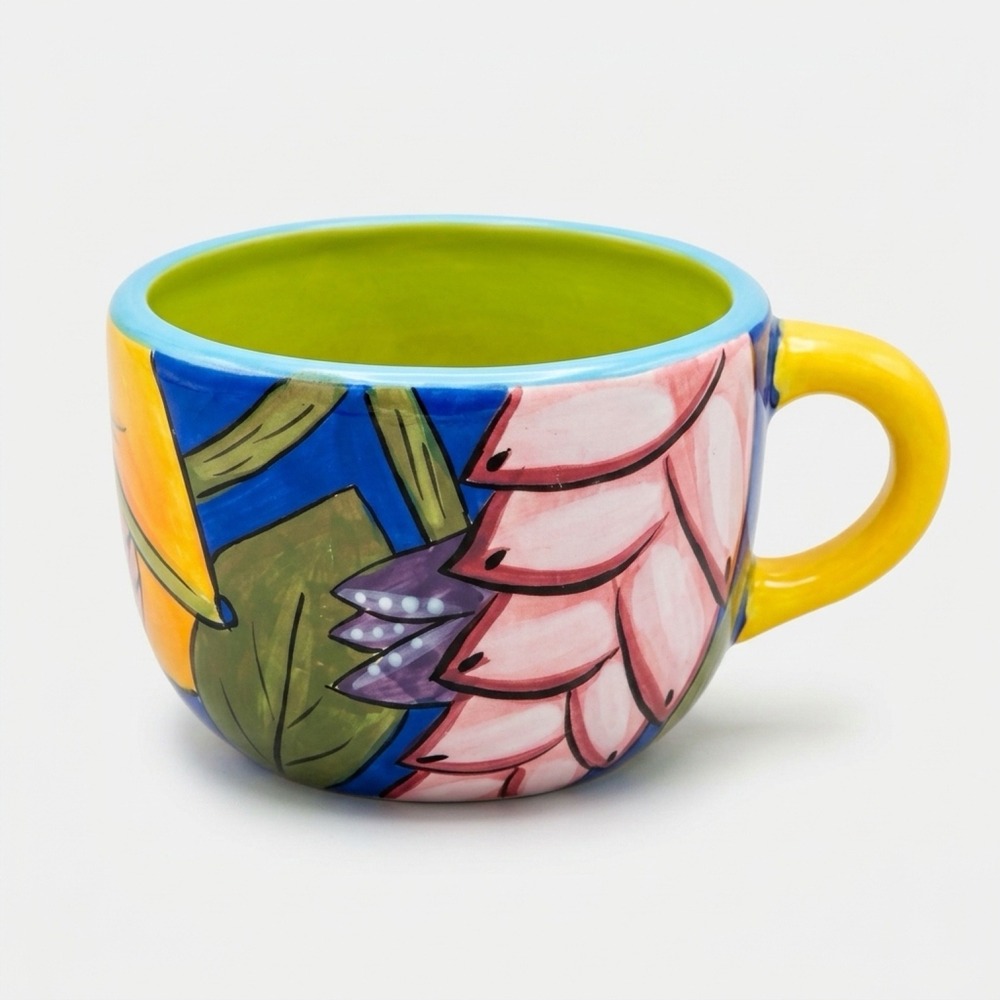 Starbucks 2006 Pefi Costa Rica Tropical Floral Coffee Mug 18oz Oversized Ceramic